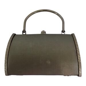 Vintage Silver Metal Clutch Purse Evening Handbag Top Handle 8.5x4